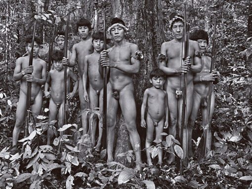 Índios Awá-Guajá, que viajam pela floresta em busca de marcas no solo deixados por madeireiros que invadem o seu território. Foto: Sebastião Salgado, Maranhão 2013